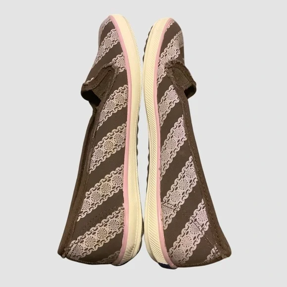 Keds Brown and Pink Flats with Striped Lace Print Design/ Size 6.5 - Picture 6 of 13